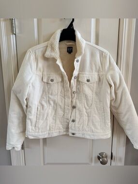 GAP Cream Sherpa-Lined Corduroy Jacket